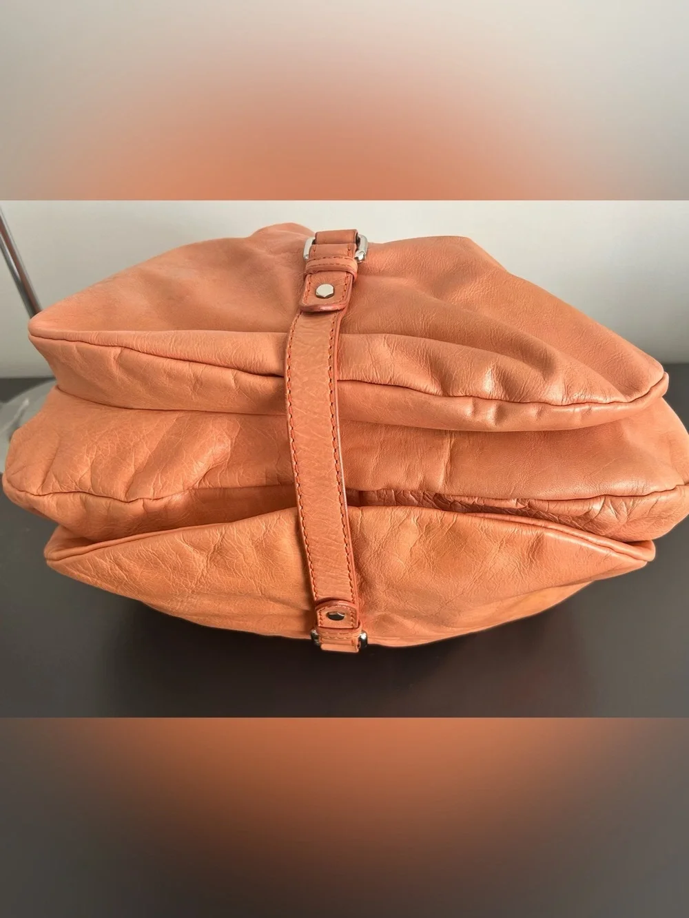 Vintage Y2K Marc Jacobs Orange Leather Slouchy Hobo Shoulder Bag